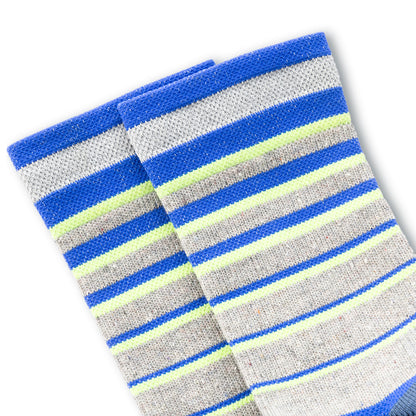 Looplus（ループラス）アップサイクル自転車ボーダーソックス（ブルー×ネオンイエロー）